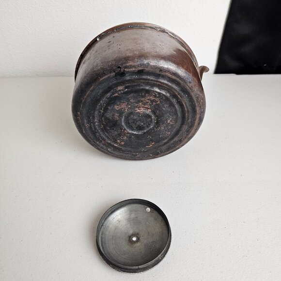 Vintage Copper Teapot Kettle Wood Handle Primitive Rustic Farmhouse DECOR ONLY - Picture 6 of 8